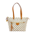 Louis Vuitton Jena PM Damier Azur Leather White Light Brown Tote Gold