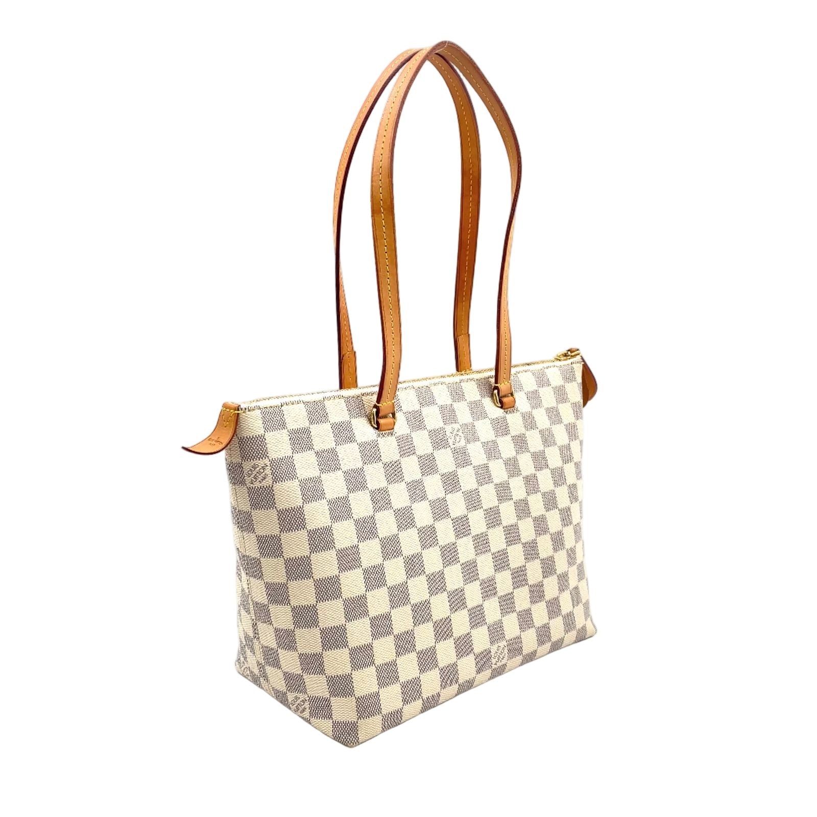Louis Vuitton Jena PM Damier Azur Leather White Light Brown Tote Gold — view 2