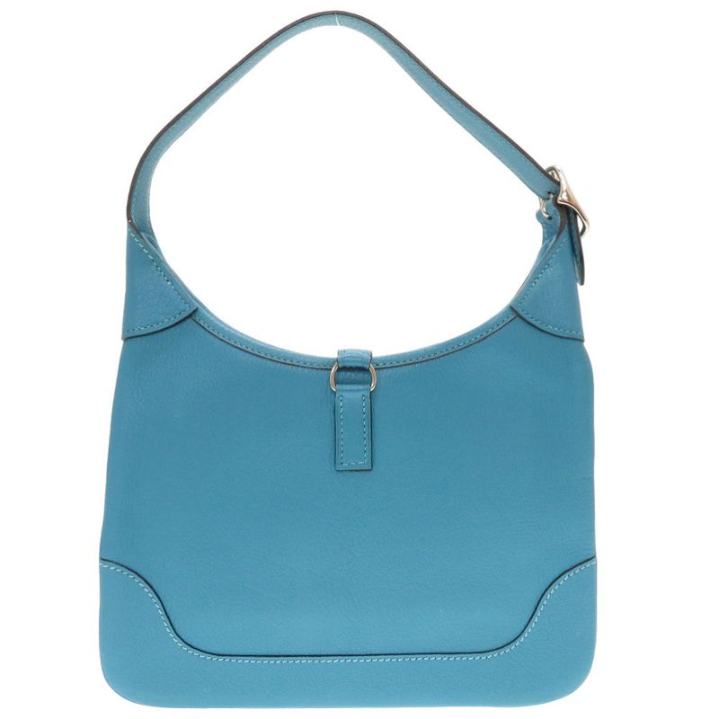 Hermes Trim 24 Chevre Turquoise Silver Hardware Shoulder Bag Blue — view 2