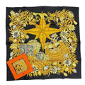 Hermes Carre 90 Passiflores Passion Flower Black 100% Silk Scarf