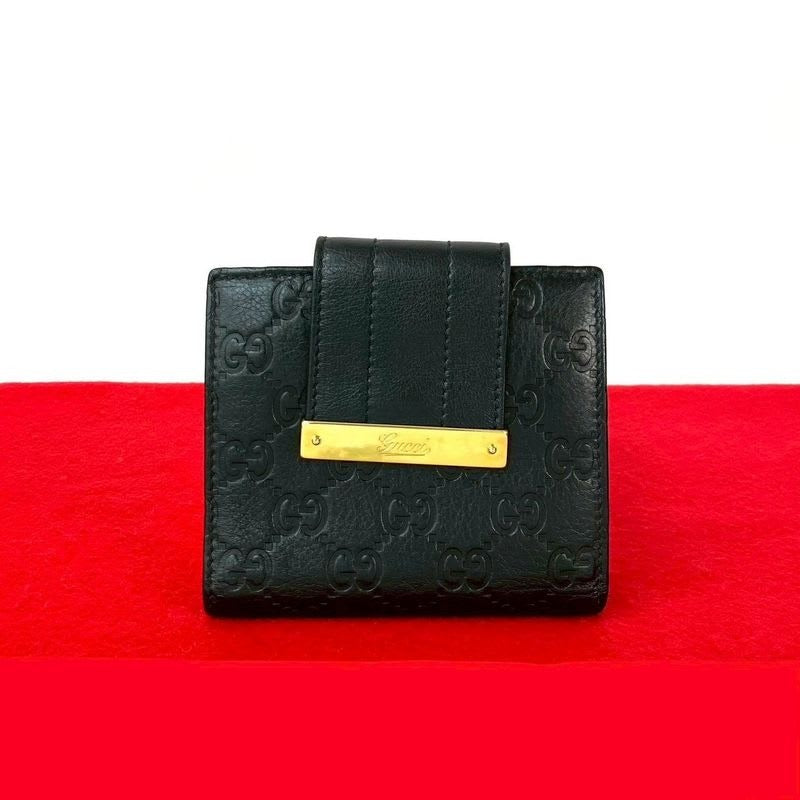 Gucci Guccissima GG Pattern Logo Hardware Plate Leather Bifold