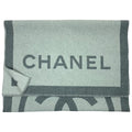 Chanel Coco Mark Large Gray Cashmere Silk Stole Shawl