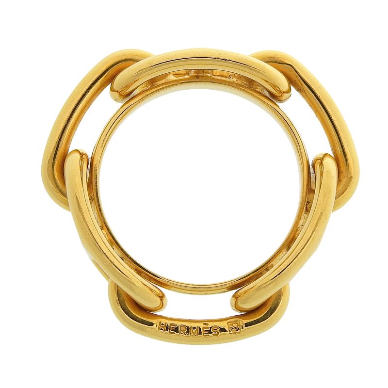 Hermes Lugate Chaine D'ancre Scarf Ring Gold Large — view 3