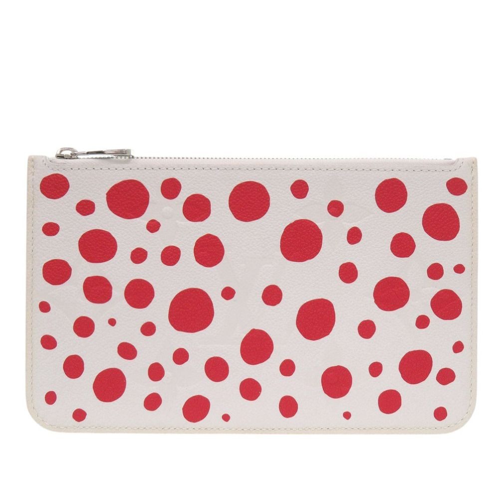 Louis Vuitton Neverfull Pouch Infinity Dot Yayoi Kusama White Red Leather LV
