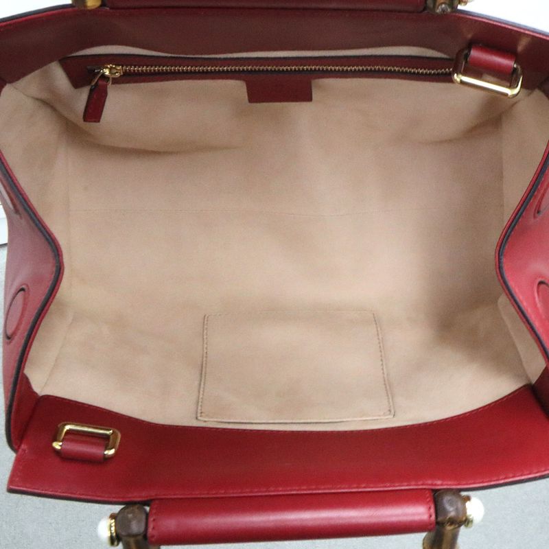Gucci Bamboo Nimfair Small 2-Way Handbag Red Leather — view 7