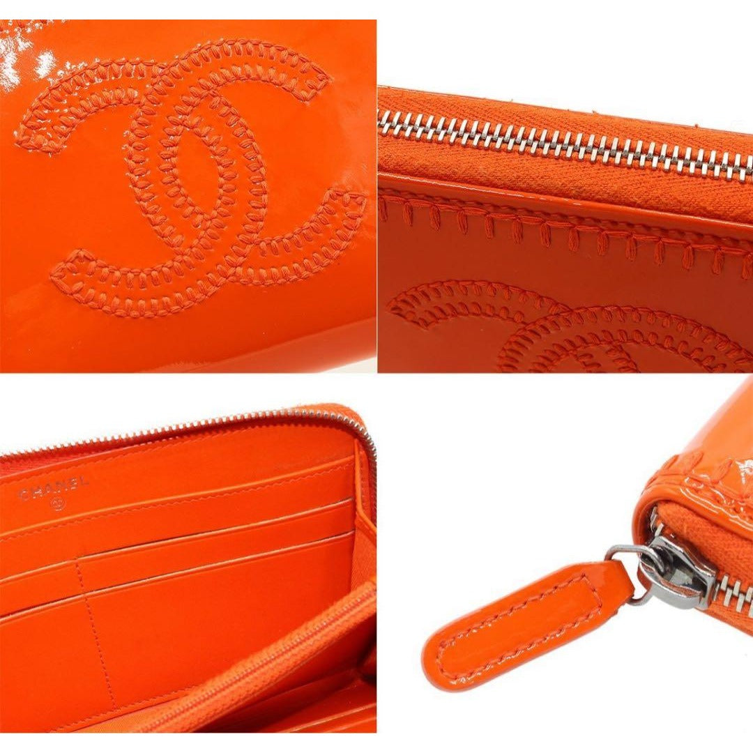 Chanel Patent Leather Coco Mark Round Zipper Long Wallet — view 7
