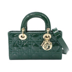 Dior Lady D-joy Small 2-Way Hand Bag Patent Leather Green