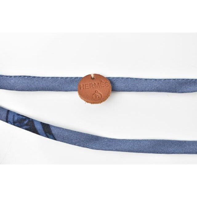 Hermes Choker Bangle Serie Necklace Bracelet Petit H Silk Blue — view 5