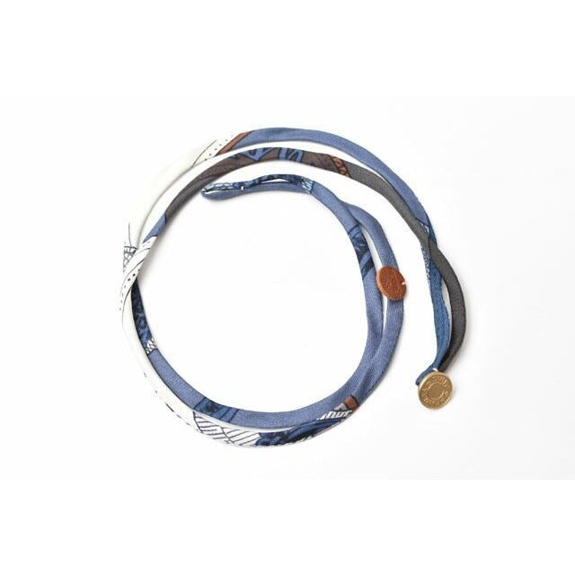 Hermes Choker Bangle Serie Necklace Bracelet Petit H Silk Blue — view 6