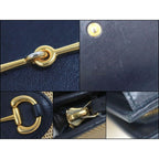 Gucci Bifold Wallet Horsebit Canvas Leather Gold Beige Navy — view 8