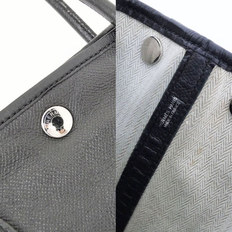 Hermes Garden Party T PM 30 Black Epson Leather Hand Tote Bag — view 9