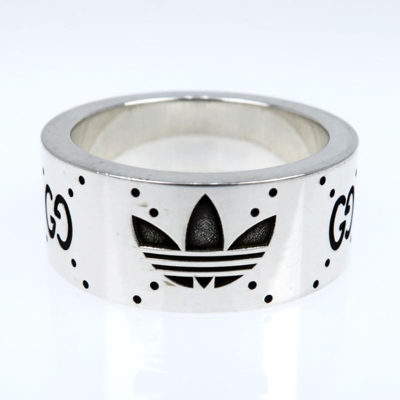 Gucci Adidas Collaboration Ring Engraving Wide Trefoil 17 AG 925 Jewelry — view 4