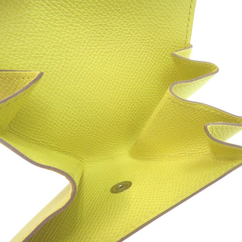 Hermes Le Van Cattle Coin Case Epson Lime Stamped Q Purse 0448 — view 5