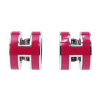 Hermes Earrings Pop Ash Mini H Pair Framboise Silver Color Jewelry — view 2