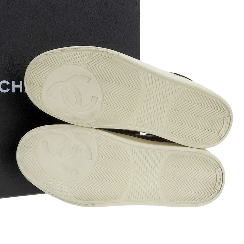 Chanel 2020 Coco Mark Gold Leather High Cut Sneakers Shoes — view 8