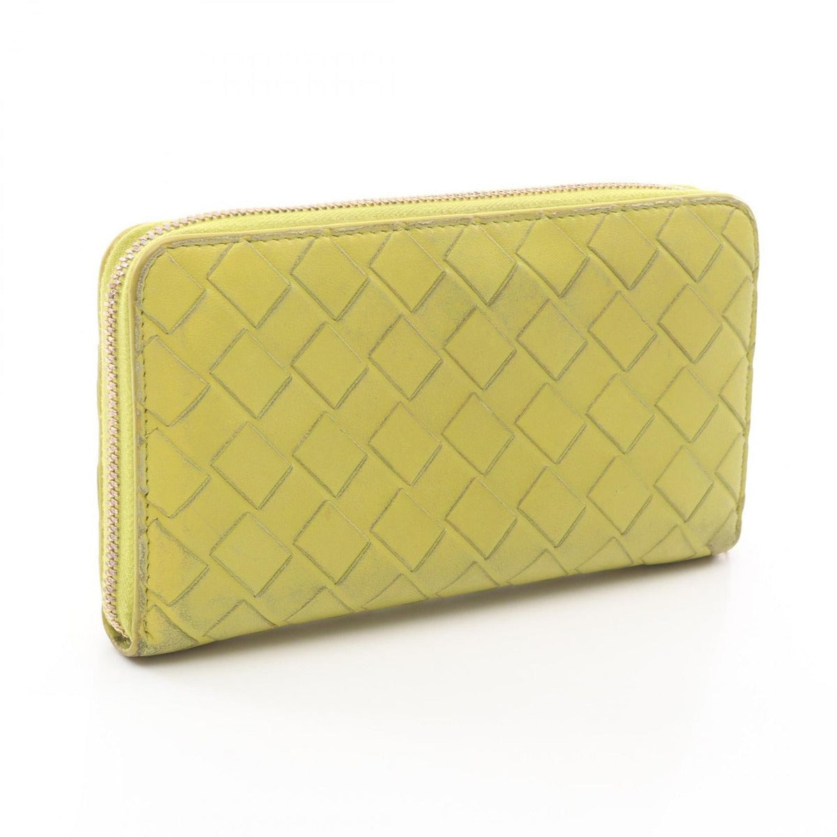 Bottega Veneta Round Wallet Intrecciato Yellow Green Leather — view 2