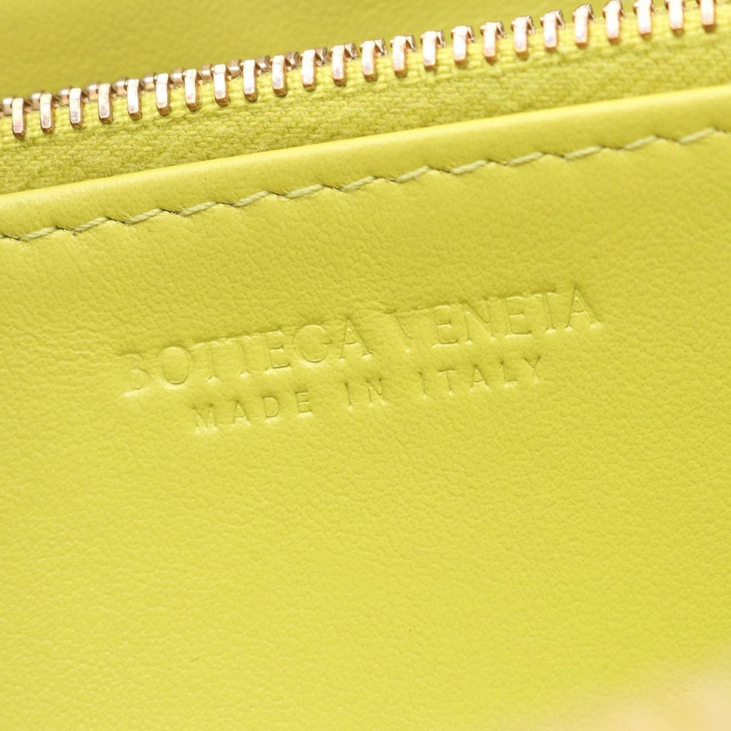 Bottega Veneta Round Wallet Intrecciato Yellow Green Leather — view 4