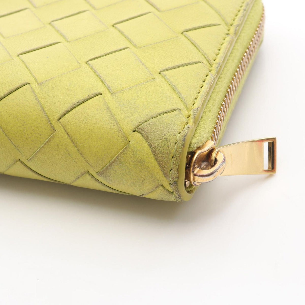 Bottega Veneta Round Wallet Intrecciato Yellow Green Leather — view 6