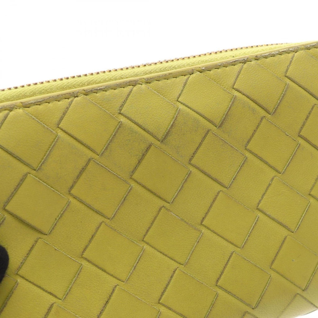 Bottega Veneta Round Wallet Intrecciato Yellow Green Leather — view 8