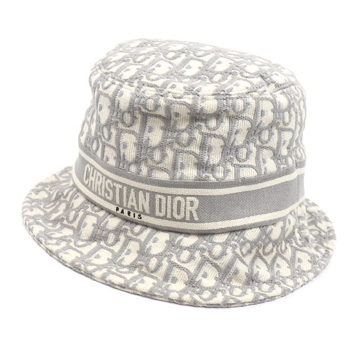 Dior Trotter Oblique Bucket Hat Ivory Gray 11 Dob923 I132