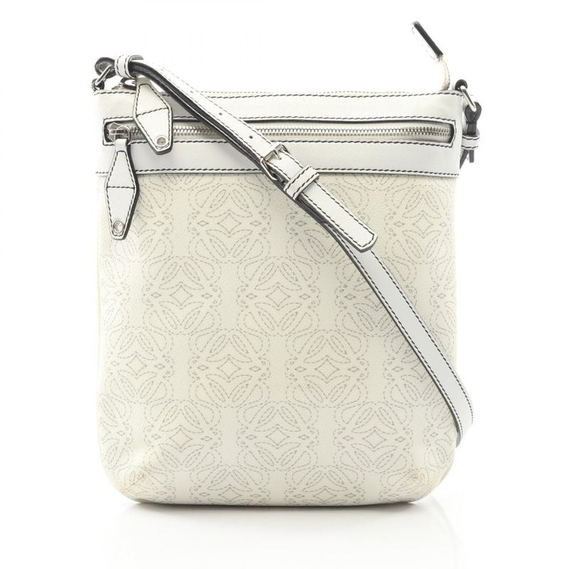 Loewe Shoulder Bag Anagram White Leather Repeat