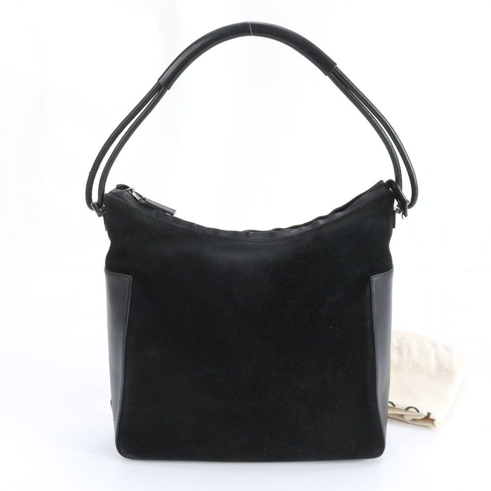 Gucci Suede 001 Leather Shoulder Bag Hand Black