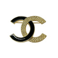 Chanel Brooch Corsage Gold Black Coco Mark