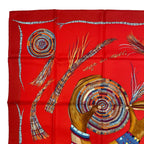 Hermes Scarf 100% Silk Carre 90 Magie Des Mains Charm of Handwork Red — view 2