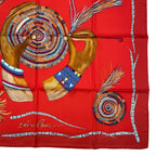 Hermes Scarf 100% Silk Carre 90 Magie Des Mains Charm of Handwork Red — view 5