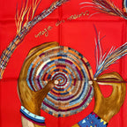Hermes Scarf 100% Silk Carre 90 Magie Des Mains Charm of Handwork Red — view 6