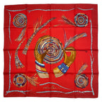 Hermes Scarf 100% Silk Carre 90 Magie Des Mains Charm of Handwork Red