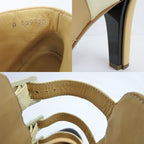 Chanel Short Boots Ankle Strap Coco Mark 35.5 Beige Black White — view 8