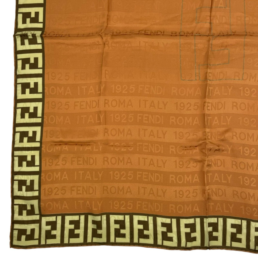 Fendi Scarf Silk Zucca Pattern FF Logo Brown — view 4