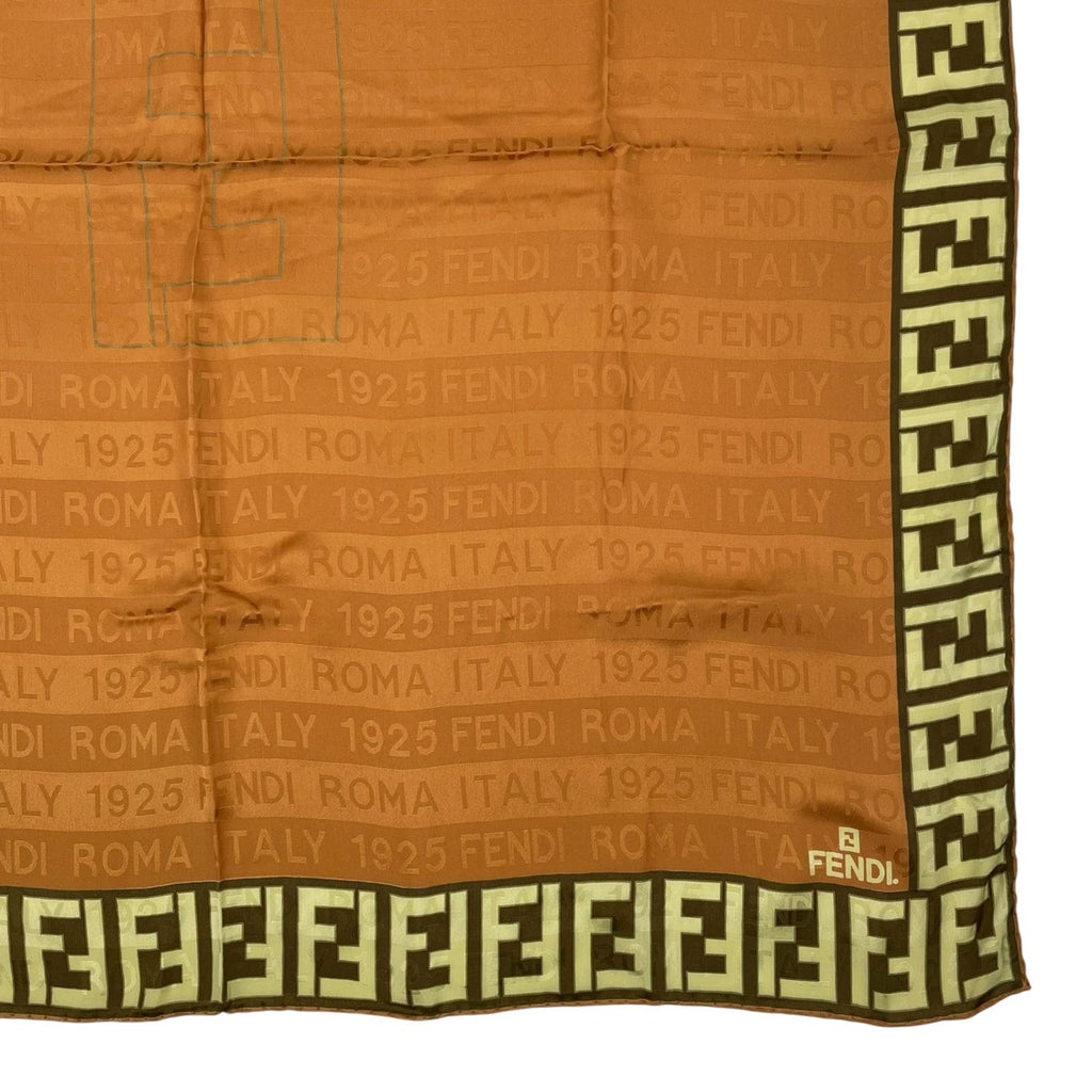 Fendi Scarf Silk Zucca Pattern FF Logo Brown — view 5