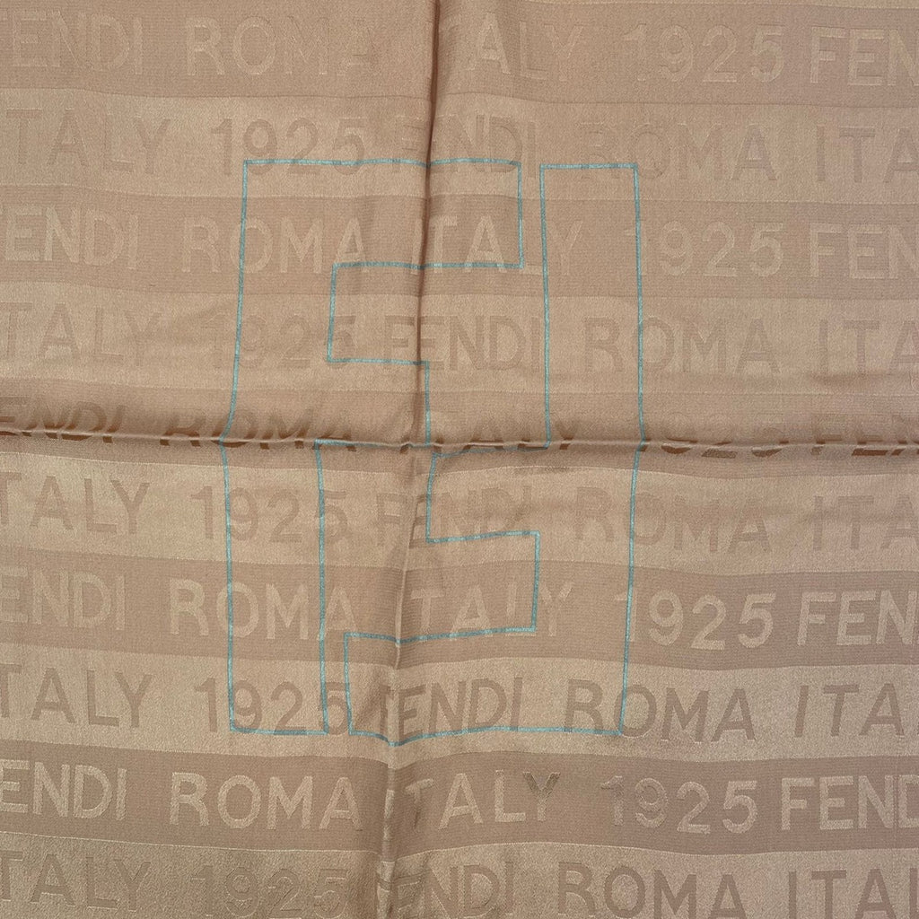 Fendi Scarf Silk Zucca Pattern FF Logo Brown — view 6
