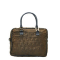 Fendi Zucca Shoulder Bag 2-Way Khaki Green Navy Nylon Leather