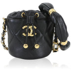 Chanel Quilted Mini Drawstring Chain Shoulder Bag Leather