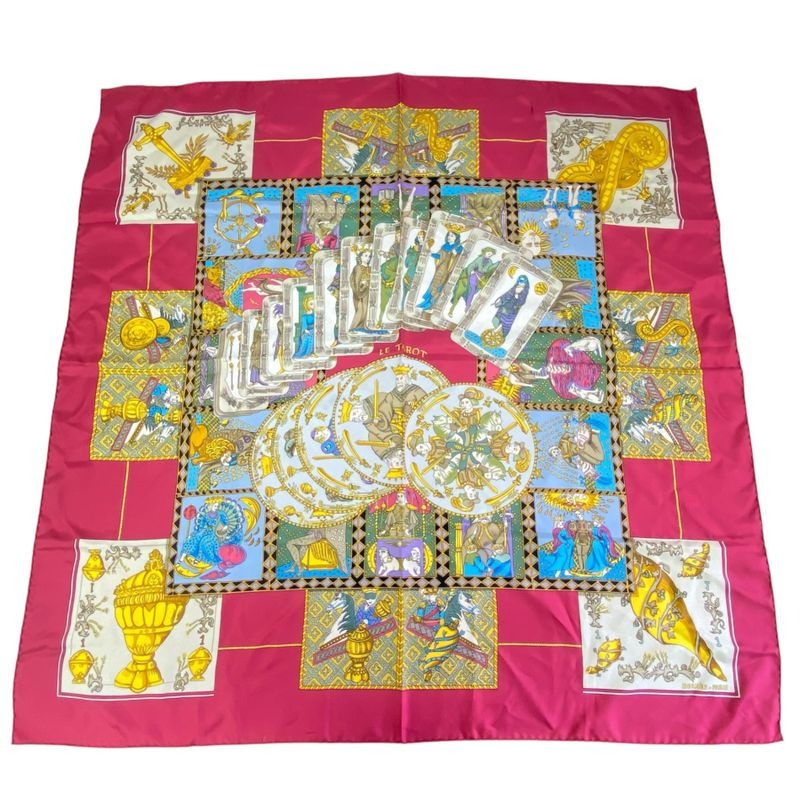 Hermes Scarf Silk Carre 90 LE Tarot Card Multicolor