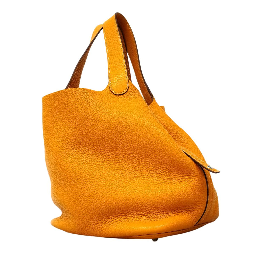 Hermes Handbag Picotin Lock MM Taurillon Clemence Jaune d'Or Silver — view 2