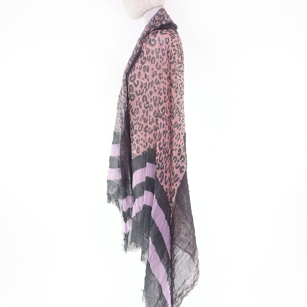 Louis Vuitton Cashmere Silk Logo Animal Border Pattern Large Shawl 182 — view 3