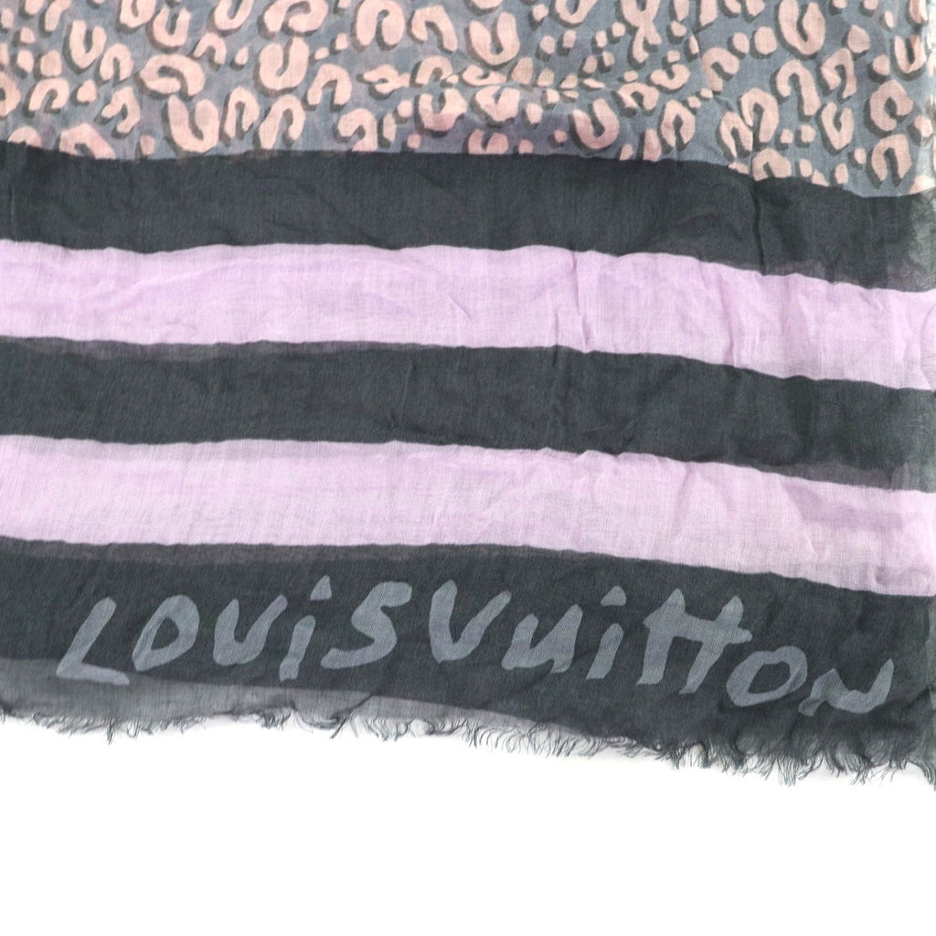 Louis Vuitton Cashmere Silk Logo Animal Border Pattern Large Shawl 182 — view 5
