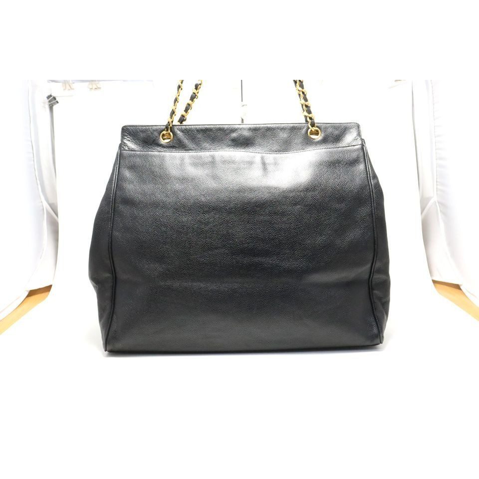 Chanel Caviar Leather Jumbo CC Logo Chain Shoulder Bag — view 2