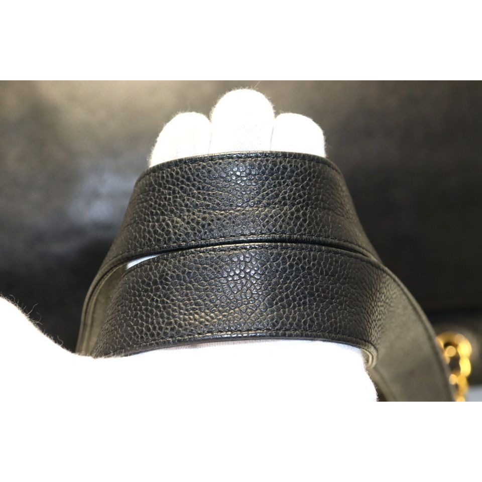 Chanel Caviar Leather Jumbo CC Logo Chain Shoulder Bag — view 5