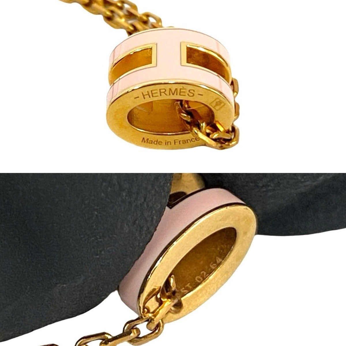 Hermes Mini Pop Motif Necklace Pendant Gold Rose — view 2