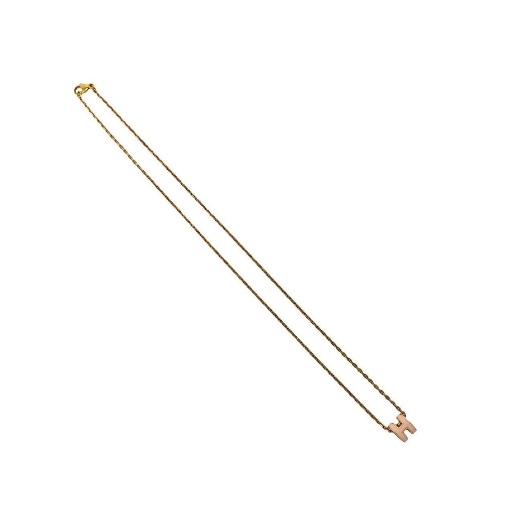 Hermes Mini Pop Motif Necklace Pendant Gold Rose — view 4