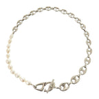 Christian Dior CD30 Brass Freshwater Pearl Silver White Necklace 1203 — view 3