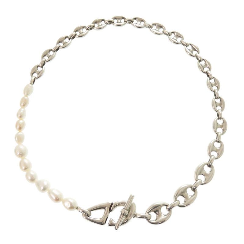 Christian Dior CD30 Brass Freshwater Pearl Silver White Necklace 1203 — view 3