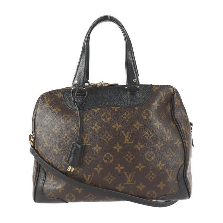 Louis Vuitton Retiro Handbag Leather Brown Black Gold Hardware