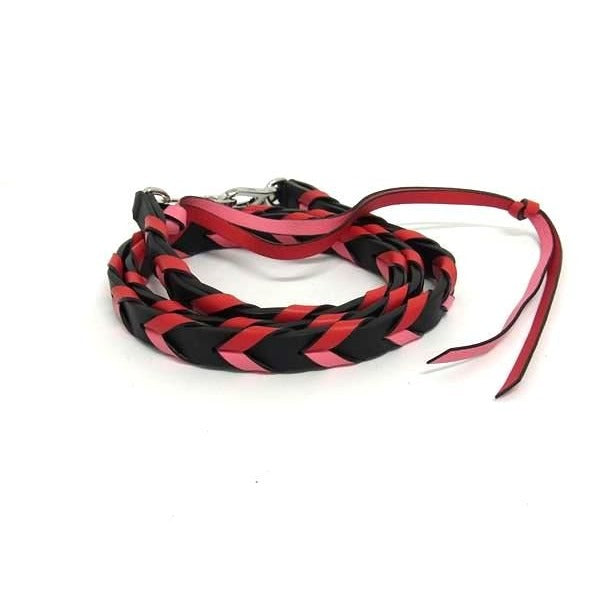 Loewe Thin Braided Leather Shoulder Strap For Bag Blackish-pinkish Red Fl6502 — view 2