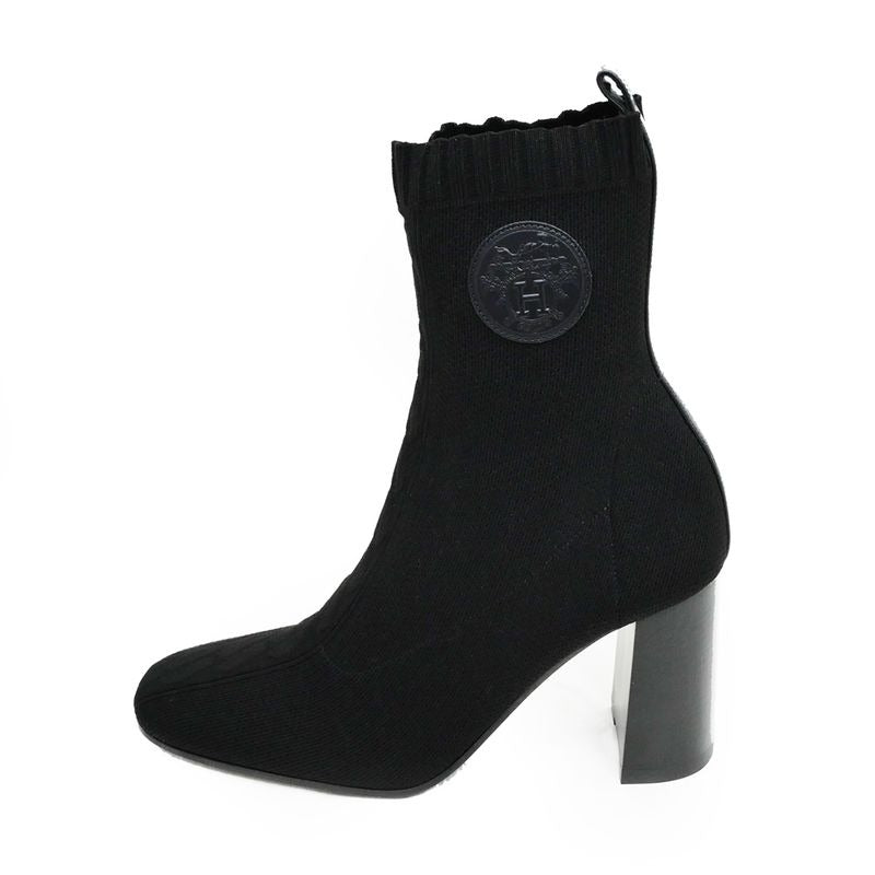 Hermes Jenna 90 Black Size 38 1 2 Short Knit Boots